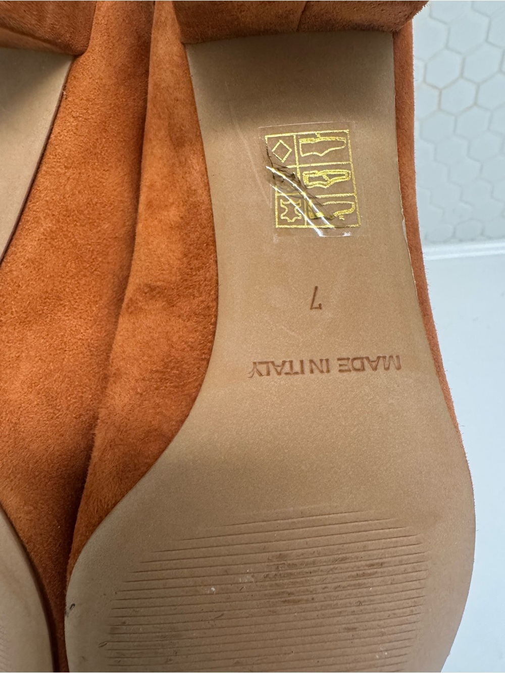 Everlane Cognac Suede Block Heel Pumps Made in Italy - Picture 7 of 16